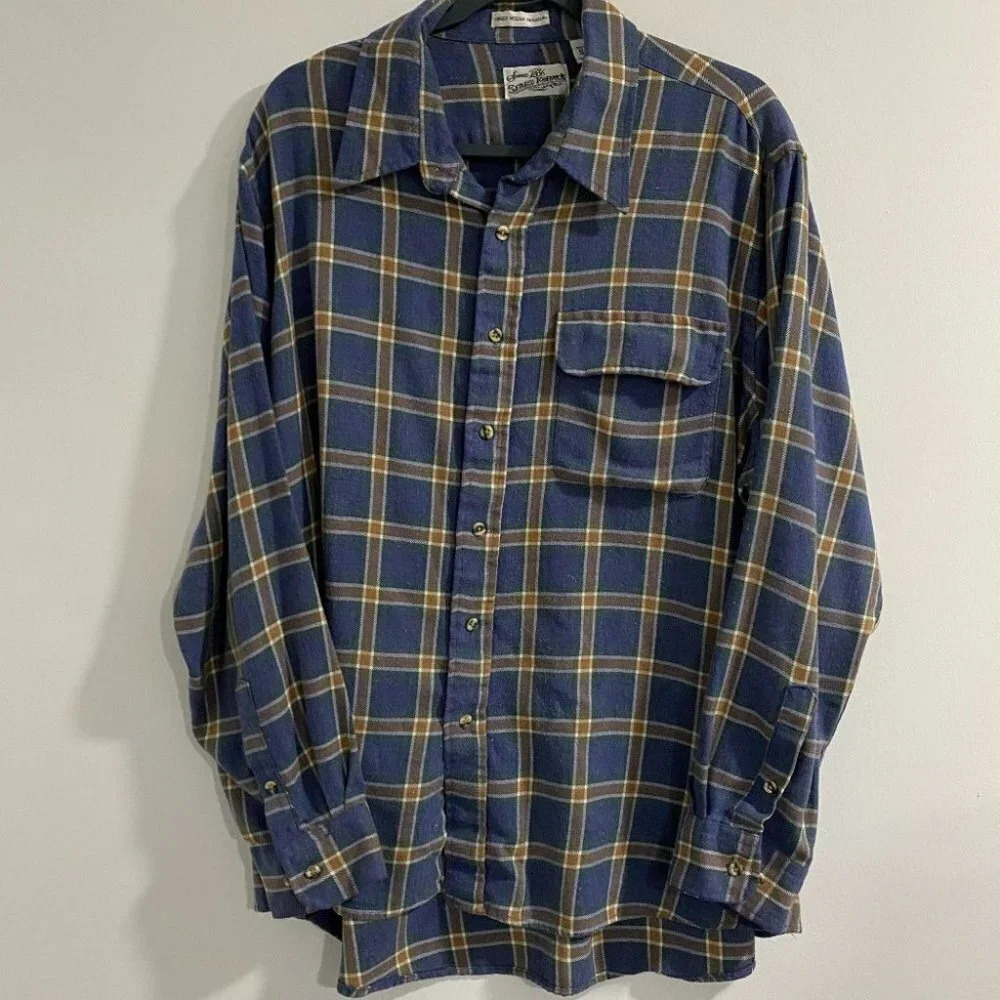 VTG Sears Roebuck Single Needle‎ Tailoring Plaid Button Down Shirt Men's XXL